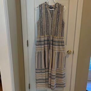 Laurel grey xl Chic Striped Maxi Dress - Blue and Cream excellent